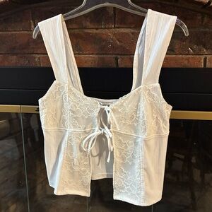 Madden Girl White Lace Tie-Front Bustier Tank